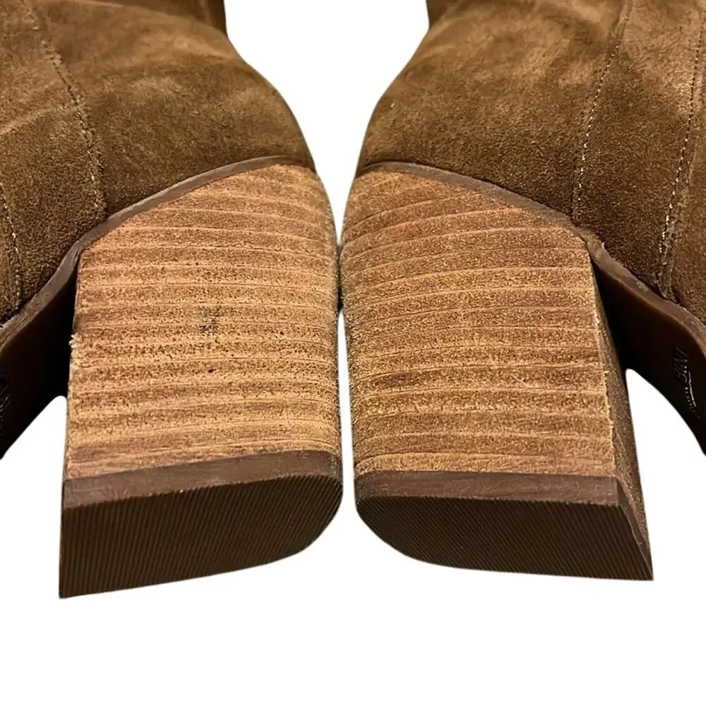 GIANNI BINI BHANNKS SUEDE OVER-THE-KNEESTACK HEEL Brown Western BOOTS Size 5